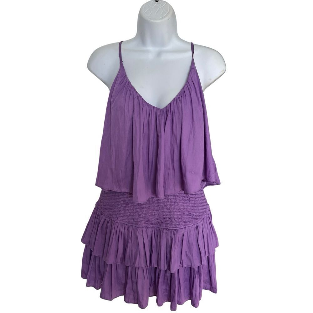 Mustard Seed Purple Tiered Ruffle Mini Dress Size Small